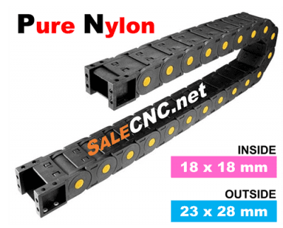 รางกระดูกงูร้อยสายไฟ Cable Drag Chain ไนลอนบริสุทธิ์ เกรด A ทนทานกว่า (Pure Nylon) แบบมีตัวปิด ขนาด 18×18 mm