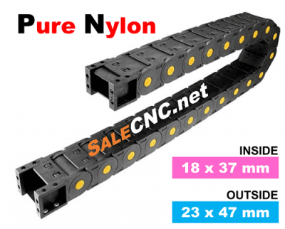 รางกระดูกงูร้อยสายไฟ Cable Drag Chain ไนลอนบริสุทธิ์ เกรด A ทนทานกว่า (Pure Nylon) แบบมีตัวปิด ขนาด 18×37 mm