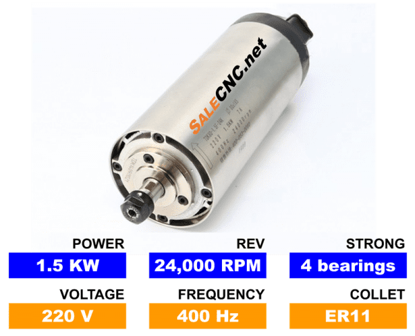 High Speed Spindle 1.5KW 24,000rpm Air,strong 4 bearings, ER11