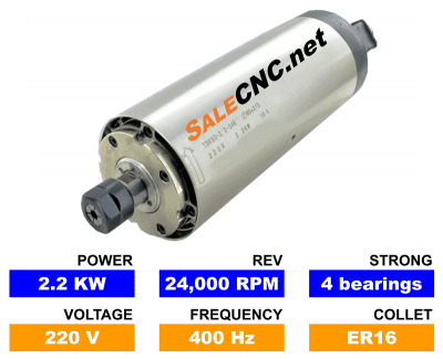 High Speed Spindle 2.2KW 24,000rpm Air,strong 4 bearings, ER16