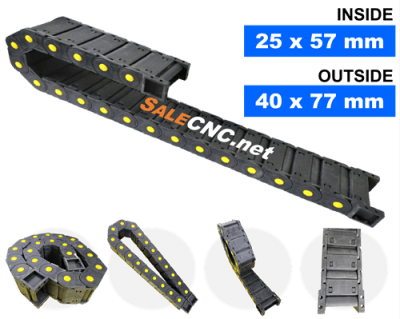 กระดูกงูร้อยสายไฟ Cable Drag Chain แบบมีตัวปิด ขนาด 25×57 mm R55