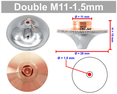 Laser Nozzle Curved head หัวโค้ง M11-1.5mm (Double)