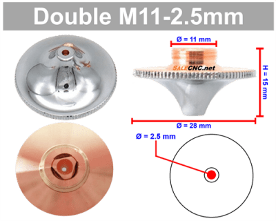 Laser Nozzle Curved head หัวโค้ง M11-2.5mm (Double)