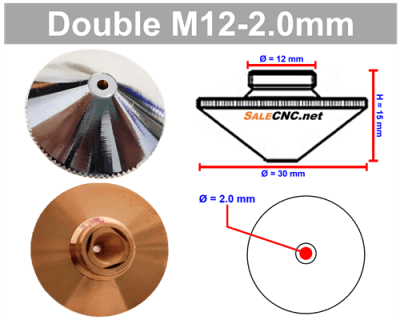 Laser Nozzle M12-2.0mm (Double) หัวตัดไฟเบอร์เลเซอร์