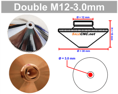 Laser Nozzle M12-3.0mm (Double) หัวตัดไฟเบอร์เลเซอร์