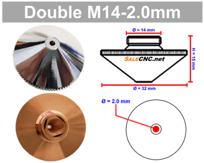 Laser Nozzle M14-2.0mm (Double) หัวตัดไฟเบอร์เลเซอร์
