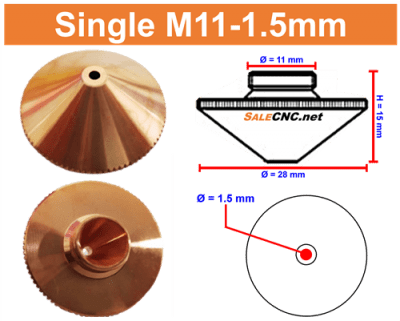 Laser Nozzle M11-1.5mm (Single) หัวตัดไฟเบอร์เลเซอร์