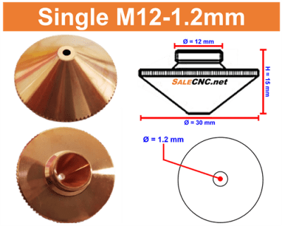 Laser Nozzle M12-1.2mm (Single) หัวตัดไฟเบอร์เลเซอร์