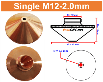 Laser Nozzle M12-2.0mm (Single) หัวตัดไฟเบอร์เลเซอร์
