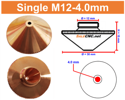 Laser Nozzle M12-4.0mm (Single) หัวตัดไฟเบอร์เลเซอร์