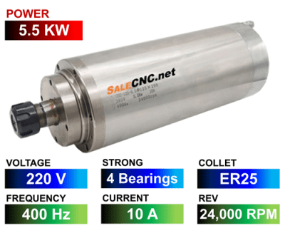Water Spindle 5.5KW/220V LA-5500-220V-4B-ER25-SKF
