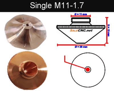 Laser Nozzle M11-1.7mm (Single) Curve + 6 Edge SP model หัวตัดไฟเบอร์เลเซอร์