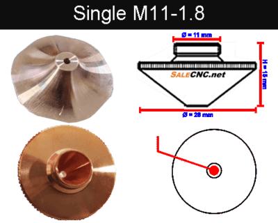 Laser Nozzle M11-1.8mm (Single) Curve + 6 Edge SP model หัวตัดไฟเบอร์เลเซอร์
