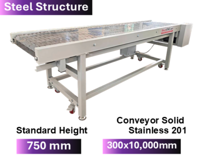 Steel Structure  Stainless 201 Conveyor 300x10000 mm