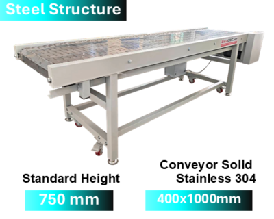 Steel Structure  Stainless 304 Conveyor Solid 400x1000 mm